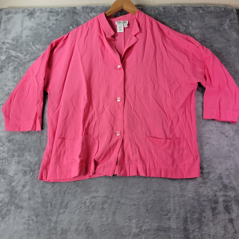 Coldwater Creek Womens Pink Textured‎ Crepe Oversized Jacket Small Lagenlook